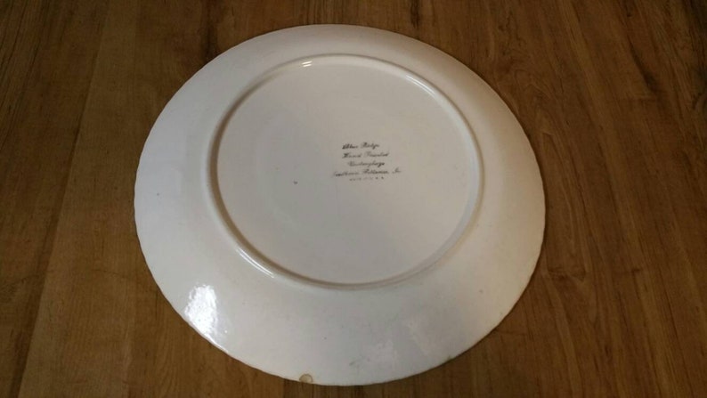 On Sale Set of 2 Ruffled Blue Ridge Pottery 9.10 inch Luncheon or Dinner Plates with Pink and Purple Flowers and Highlights