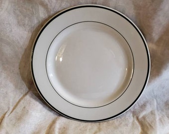 Wellsville Ohio, 9.25 inch, White and Green Band/Rim Restaurant Ware,Luncheon/Dinner Plate, Vintage Kitchen