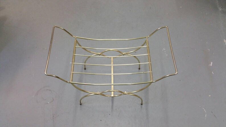 On Sale 1960/'s Hollywood Regency Brass Rectangular Vanity Stool or Bench