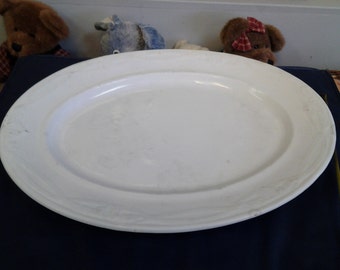 19th Century Early English Ironstone Platter Shabby Chic Oval Serving Dish