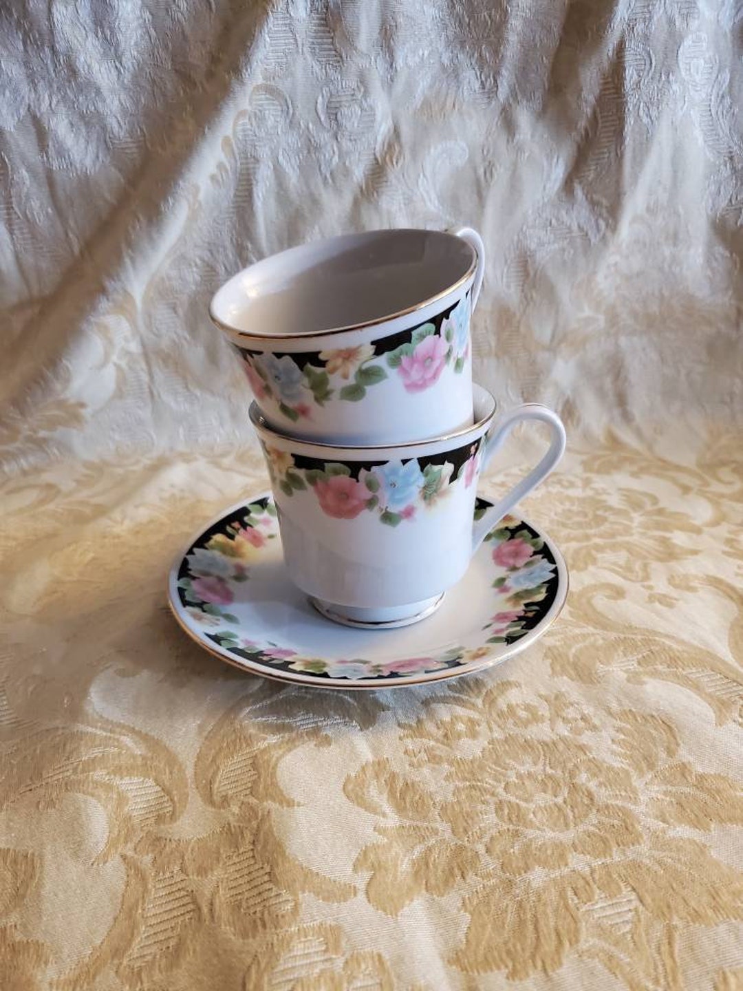 High Tea Collection, Fine China, Porcelain, 2 Tea Cups and Saucer With ...