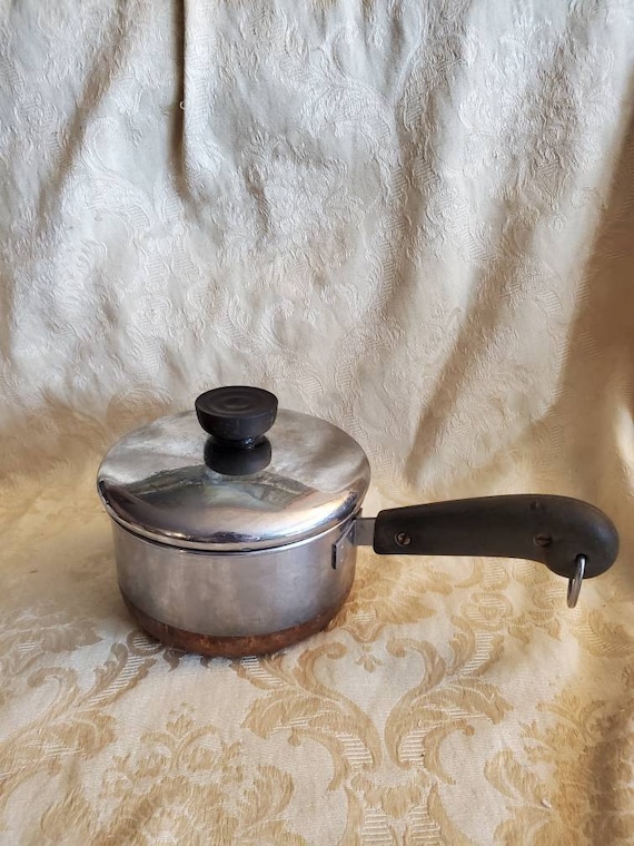 Revere Ware, Aged Copper Bottom, 1 Quart Sauce Pan, Chrome Cooking Pot With  Lid, Vintage Kitchen 