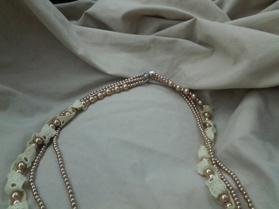 On Sale Beautiful Layered Golden Brown Faux Pearl… - image 2