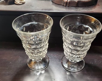 Set of 2,  Whitehall, 8 ounce Clear Glass Footed Tumblers Fostoria/Indiana Colony Serving Cups
