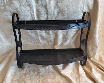 Rustic Cottage Style, Shabby Chic ,Vintage Bathroom, Wall Hanging,  Painted Black,  Towel Rack and Shelf Home Décor