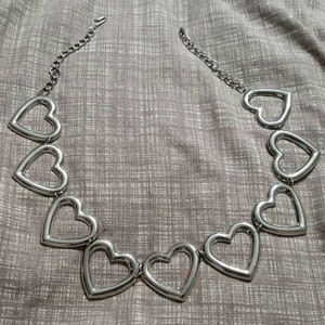 Silver Toned Heart, 20 inch Chain Necklace with Hook Clasp,Costume Jewelry, Fashion Accessory