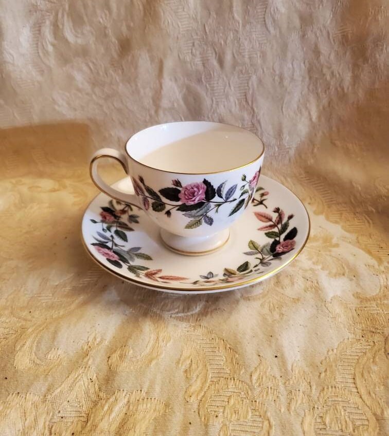 Rare Find, Wedgwood, Hathaway Rose, 8 Ounce Tea Cup and Saucer, 2
