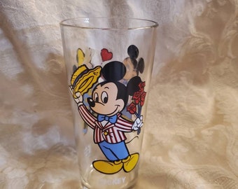 Disney's Mickey and Minne Mouse, 16 ounce Water Collectible Glass from 1979, Collector's Series Cup, Pepsi Glass, Performer Mickey