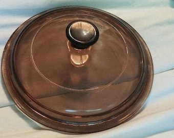 Domed Brown Glass Round 6.25 inch Pyrex Lid Visions Cookware V ! C