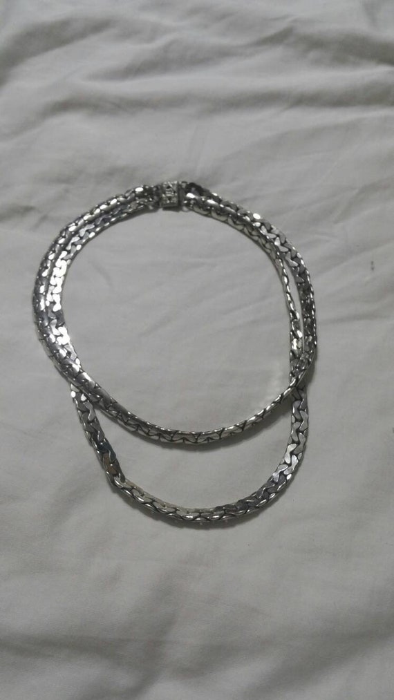 Dual Strand, Silver Toned Chain, 16 inch Chain Nec