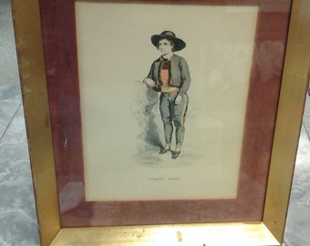 Vintage 12x14 French Picture of Man in Frame "Guemene Nohan"