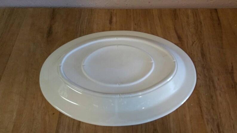 and Green Flower 13.40 inch Oval Platter Oven Proof Roseville Ohio Cream Colored On Sale Friendship Pattern Heavy Pottery Dish