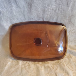 Rectangular Brown, 10.75 inch Glass Lid, with Square Lid, Baking Tool, Replacement Lid, Food Cover, Square Knob