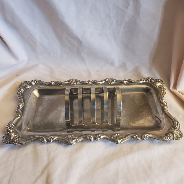 Silver Plated 11 inch Napkin or Toast Holder, EP on Steel with Detachable Rings, Fine Dining Tray, Made in Hong Kong