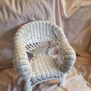 Small White Wicker, Bamboo Mini Weave, Doll Chair or Play Furniture ...
