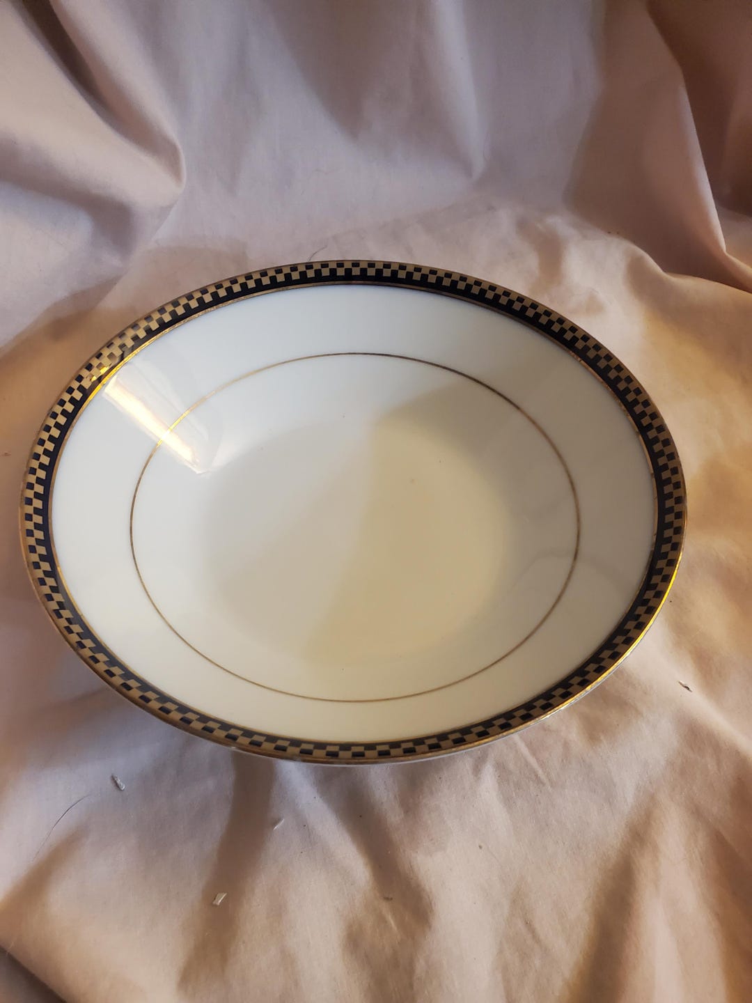 P562 by Noritake 7.5 Inch Soup or Cereal Bowl, Rc Stamp, Gold/dark