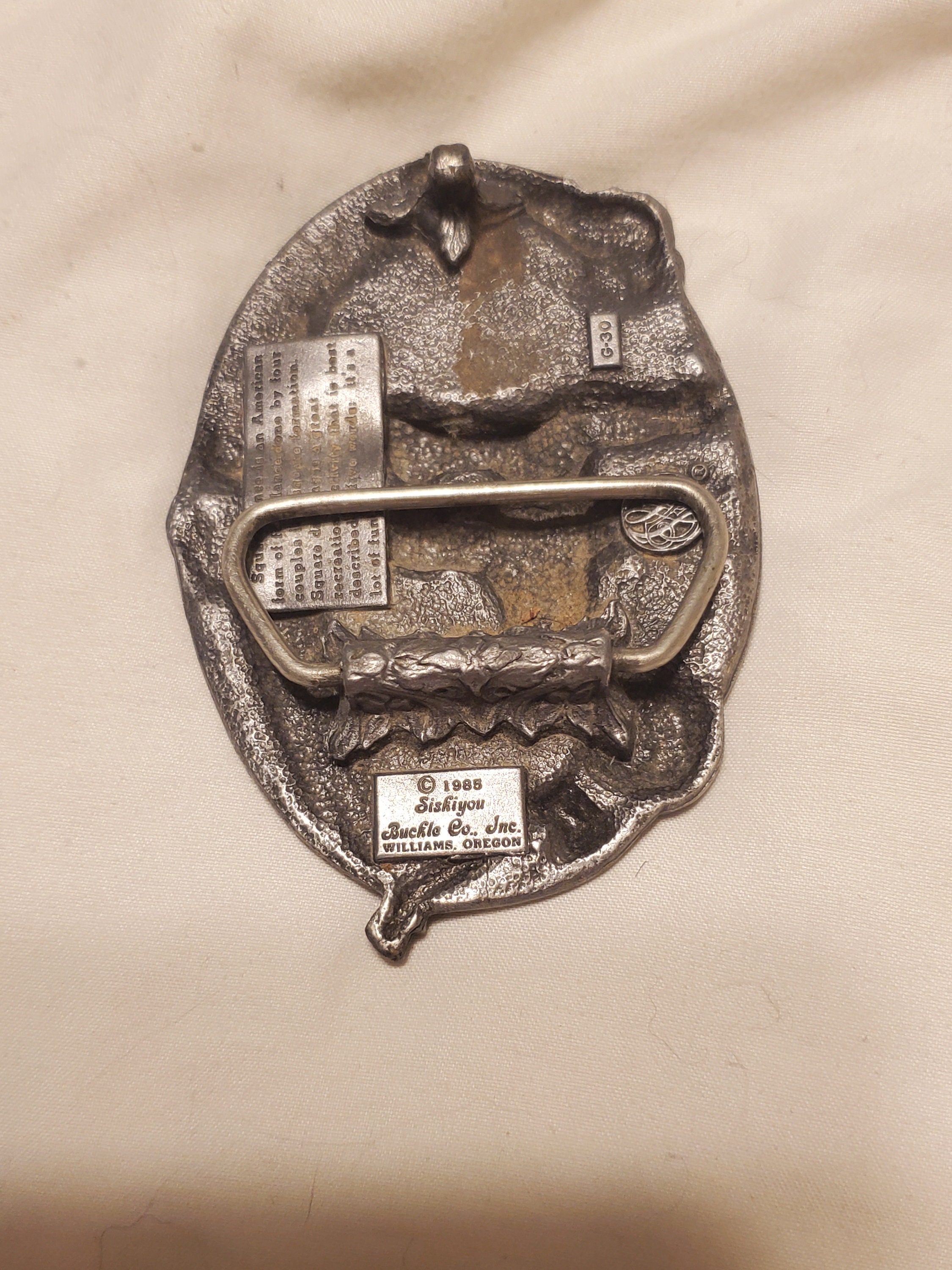 Vintage 1985 Siskiyou Williams Oregon Square Dancing Belt Buckle Pewter‎ Vintage 1985 Siskiyou Williams Oregon Square Dancing Belt  main image 4