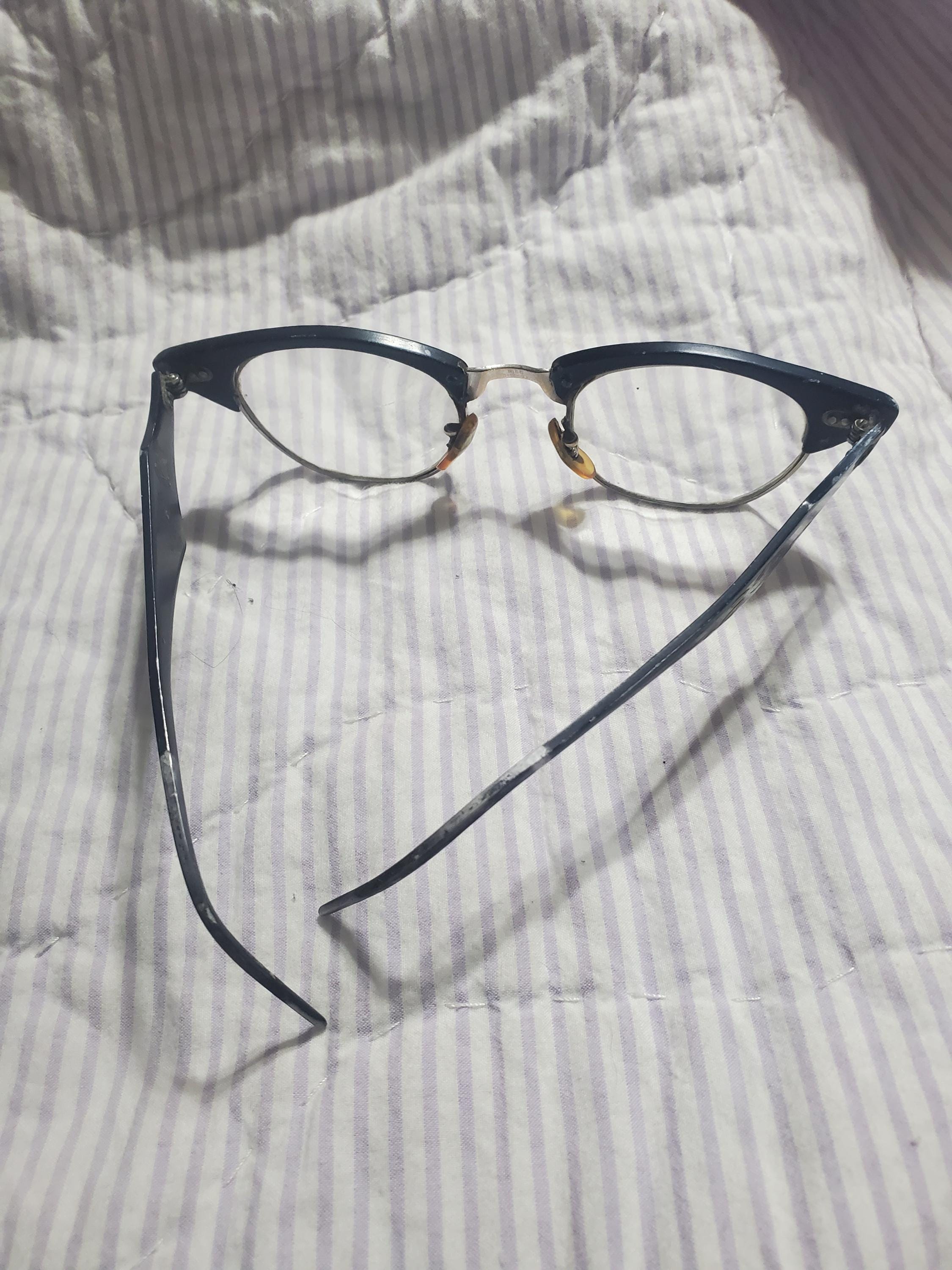 Vintage Black and Silver Cat Eyed Reading Glasses, Aged 