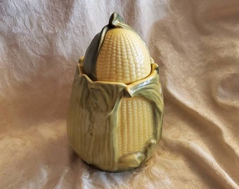 Rare Find Shawnee Pottery, Corn King, Cookie Jar with Lid, Mid Century Kitchen,   Lighter Shuck & Dark Yellow Corn