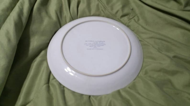 On Sale Imperial Stoneware 10.50 inch Dinner or Chop Plate Mountain Song Pattern with Rust Orange and Yellow Flowers Everyday Dish