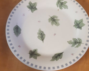 Discontinued Damon Wood, WSZ1 by WSP 7.75 Inch, Everyday Salad Plate with Green Leaf and Pink Rose Pattern