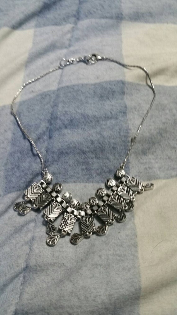 Reversible Egyptian Style Silver Toned Metal and … - image 4