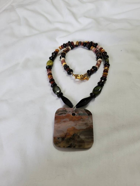 Natural Colors, 18 inch Glass Bead and Polished S… - image 3