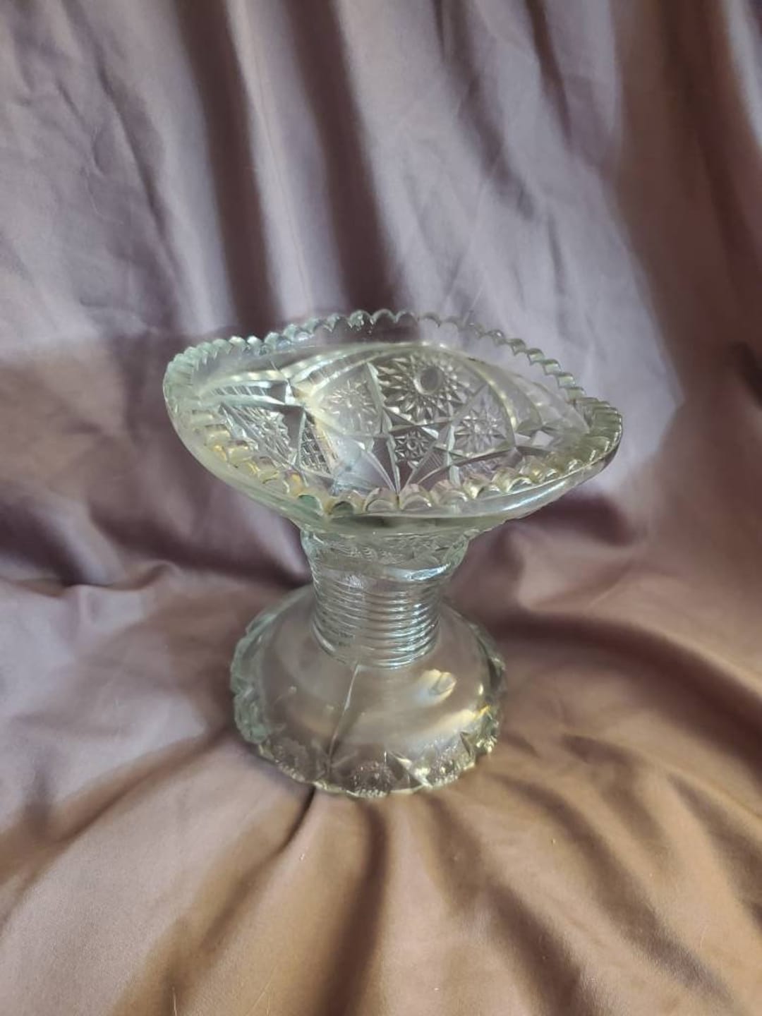 Mckee Glass, Candle Holder and Pedestal Punch Bowl Holder, EAPG Clear