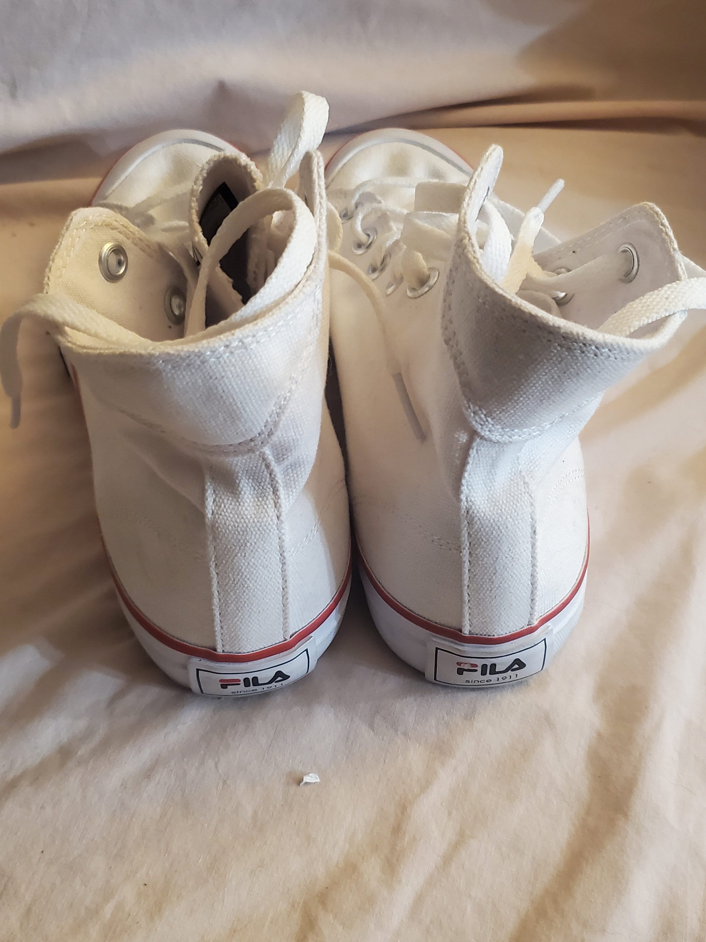 Vintage Fila Womens Canvas High Tops With Red Stripe Made in China Rubber Soles Stylish Footwear Etsy Canada