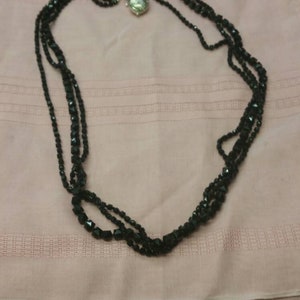 Multi Strand, 40 inch, Black Beaded Necklace, Costume Jewelry, Fashion Accessory, Flapper Style