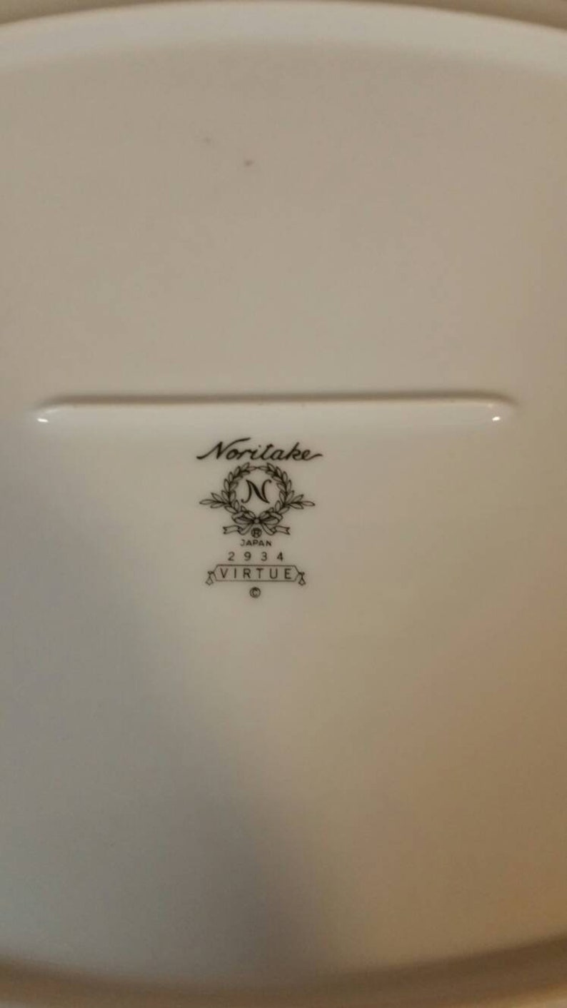 On Sale Noritake Virtue Platinum Trim Discontinued Pattern WhiteBlue Roses 14 inch Oval Serving Platter