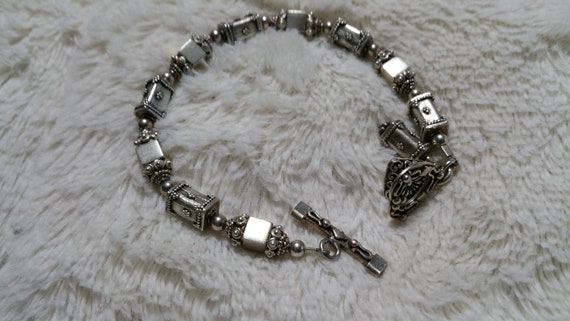 Modern Style 925 Silver Bracelet with Heart Toggl… - image 6