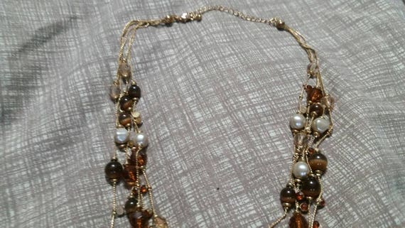 Bohemian  Style Five Strand 24  inch Bronze Toned… - image 3