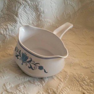 1960&#39;s Kitchen Blue Haven, Gravy Boat with Handle,  Noritake Progression  Serving Dish with Blue Onion Style Flower