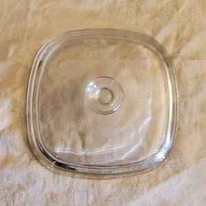 Pyrex Clear Glass Square , 8.60 inch Replacement Lid, A 9 C, Vintage Kitchen Tool
