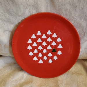 Weißer Weihnachtsbaum von WAECHTERSBACH, Rot und Grün, 7.75 Salatteller, Servierteller, Festtagsteller