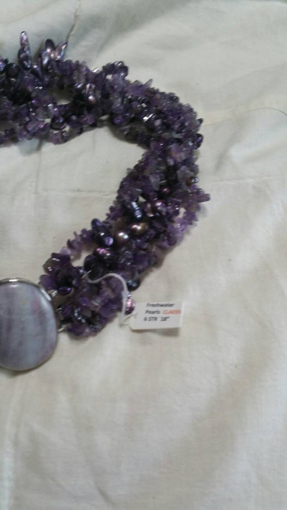 Amethyst Fresh Water Pearl, 6 Strand and Agate Po… - image 3