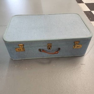 Bien amado, Samsonite, sin nombre, carcasa dura, maleta azul polvo, decoración del hogar, estuche de boda, accesorio de foto, estuche de viaje
