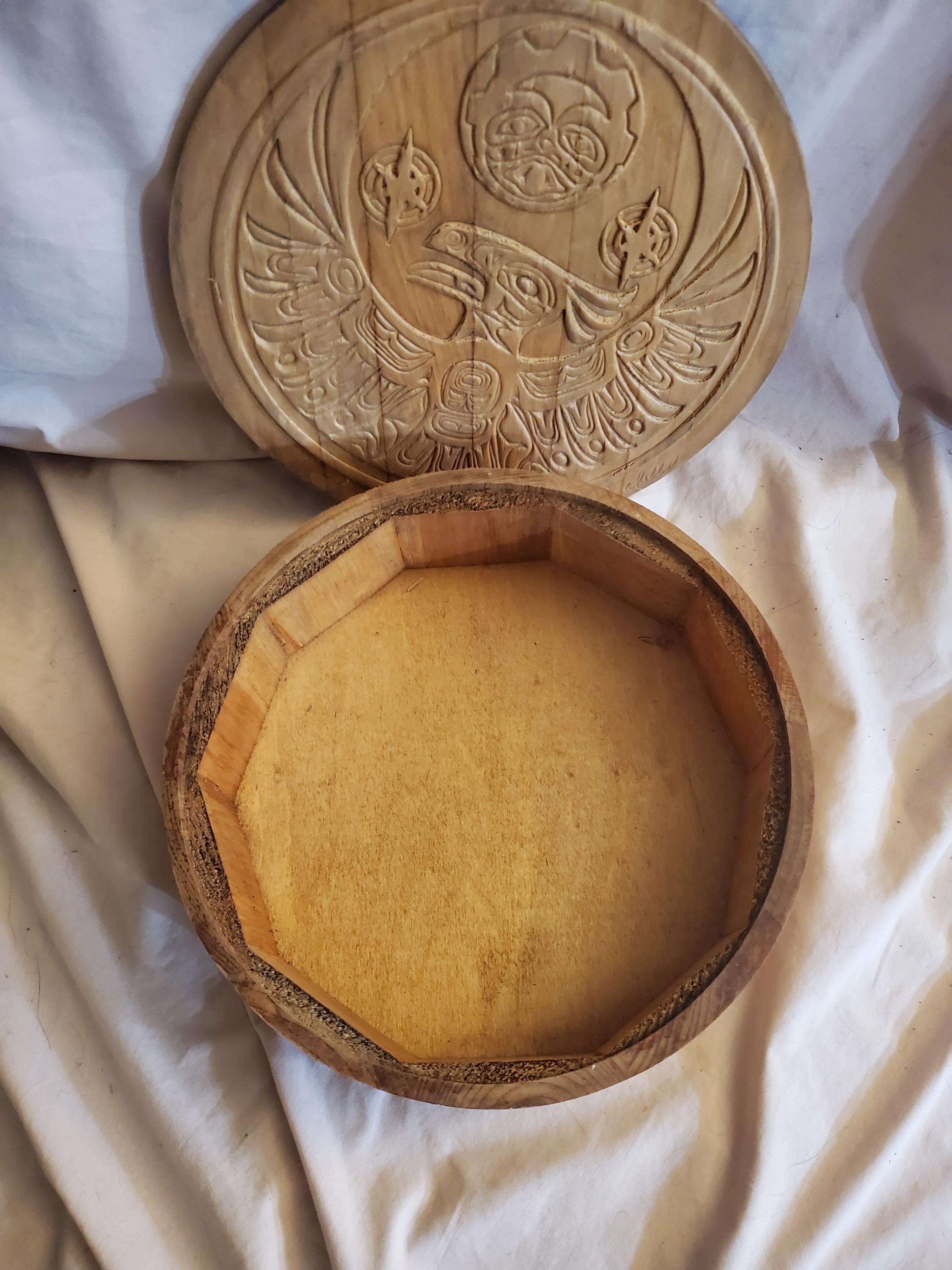 Clarence Wells 10 Inch Cedar Box, Haida Wooden Art Box, Canadian