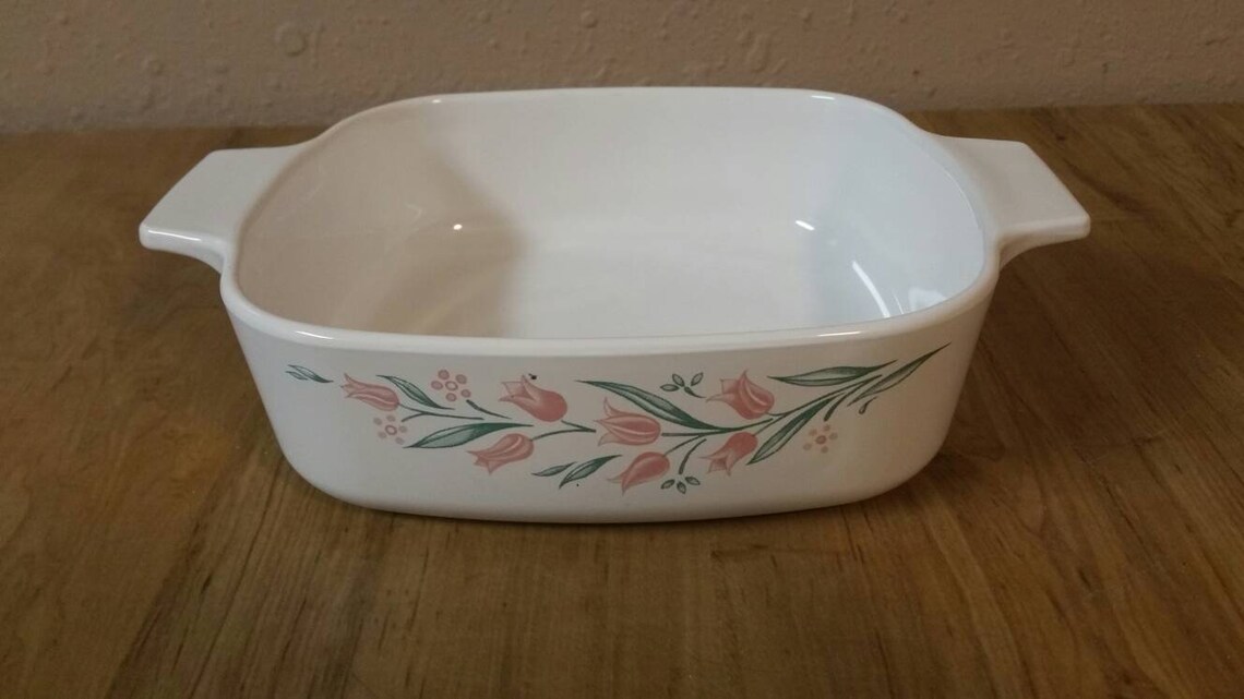 On Sale 1 Liter Corning Ware A L B Pink Tulip Flower Design Etsy