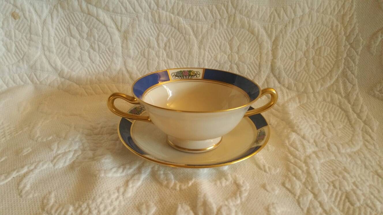 Rare Find, Lenox Fine China, Meadowbrook Pattern, Footed Bouillon
