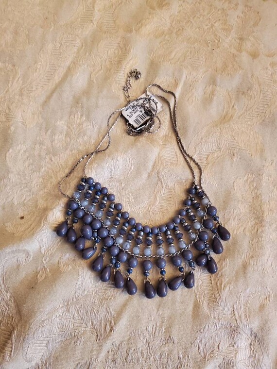 Never Worn INC Jewelry Silver Toned Blue and Gray Bead 18 Inch