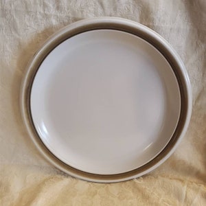 Styled by Mikasa Stoneware, Romantique, 12.40-inch Large Serving Platter or Chop Plate, Brown Band, Cream Background, Retired Pattern