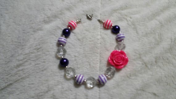 Whimsical Style Hot Pink and Purple Striped Bead … - image 3