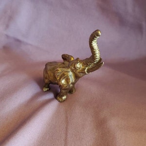 Made in Taiwan, Miniature Collectible Intricate Brass Elephant Sculpture Home Decor, Paper Weight