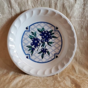 Himark, The Farmer&#39;s Market Collection, Glass Blueberry Pie Plate or Serving Dish ,  Mid Century Kitchen, Made in Korea