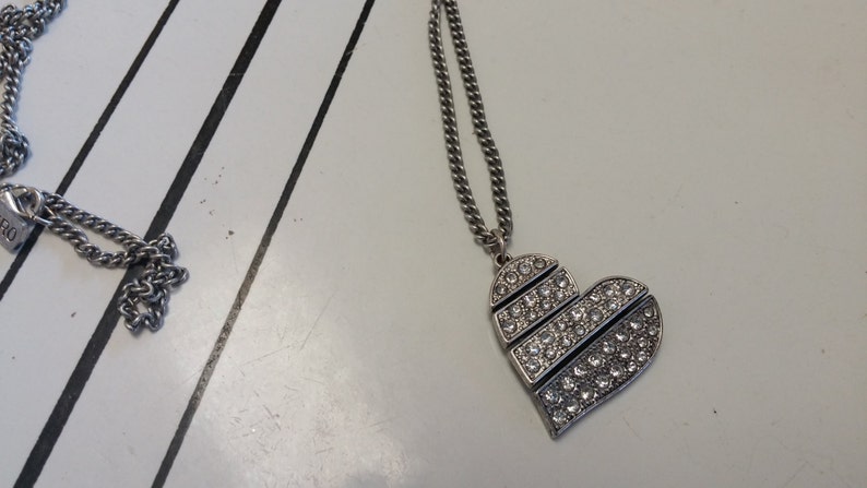 On Sale 1987 Aeropostale Steampunk Style Heart Pendant 29 inch Necklace