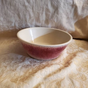 Aged, Pink Spongeware, Stoneware Crock, 8.75 inch Mixing Bowl, Vintage Dish, Estate Sale Find, Serving Dish
