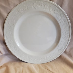 Pfaltzgraff Monticello Pattern 10.50 inch Dinner Plate, All White, Embossed Vine Rim, No Trim, Everyday Dish, Made in China