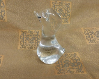 Murano Clear Glass Baby Duck Paperweight  Decorative Home Decor Bird Figurine